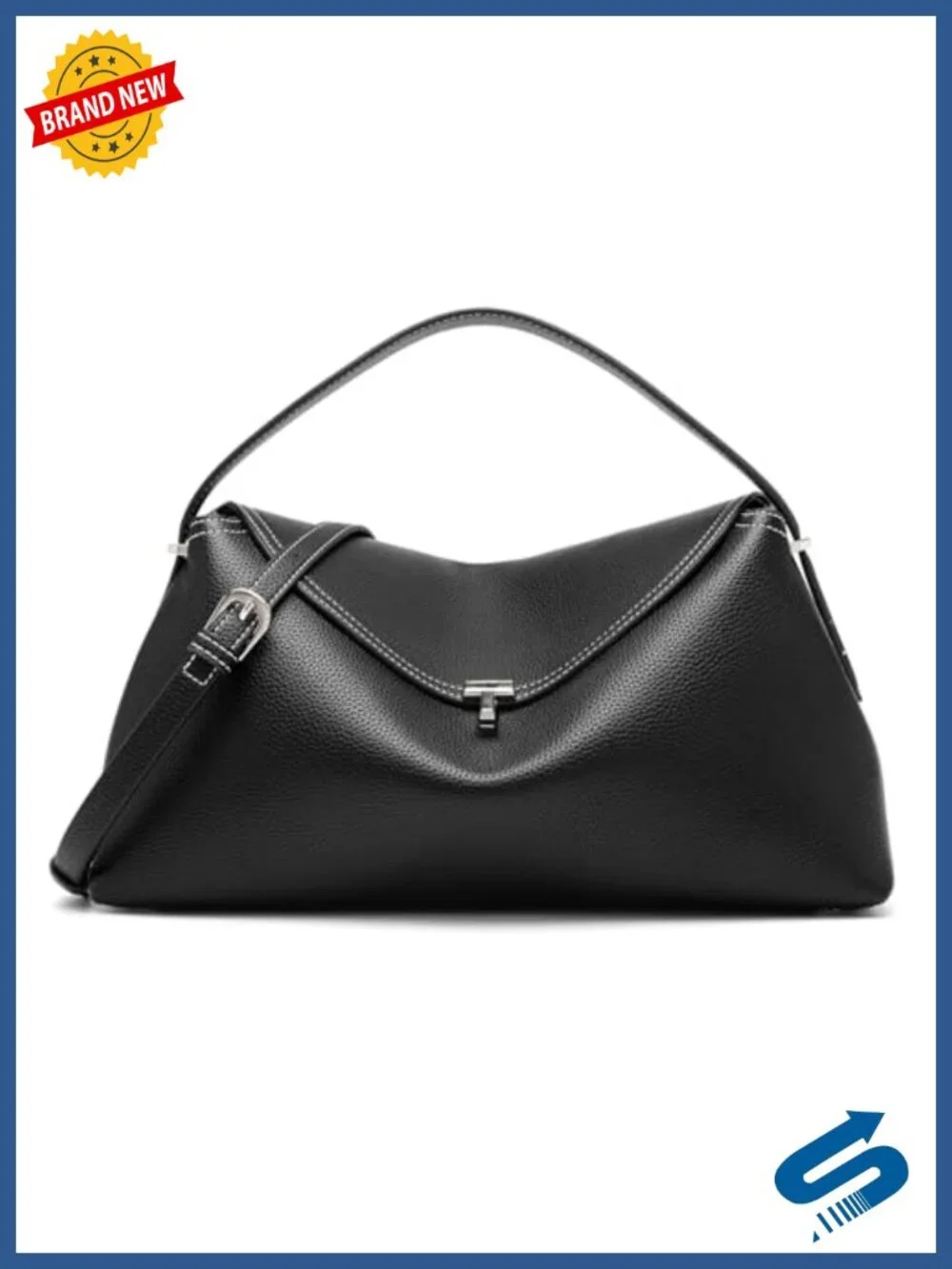 Leather Crossbody Bag with Multiple Compartments Satchel Lock Closure